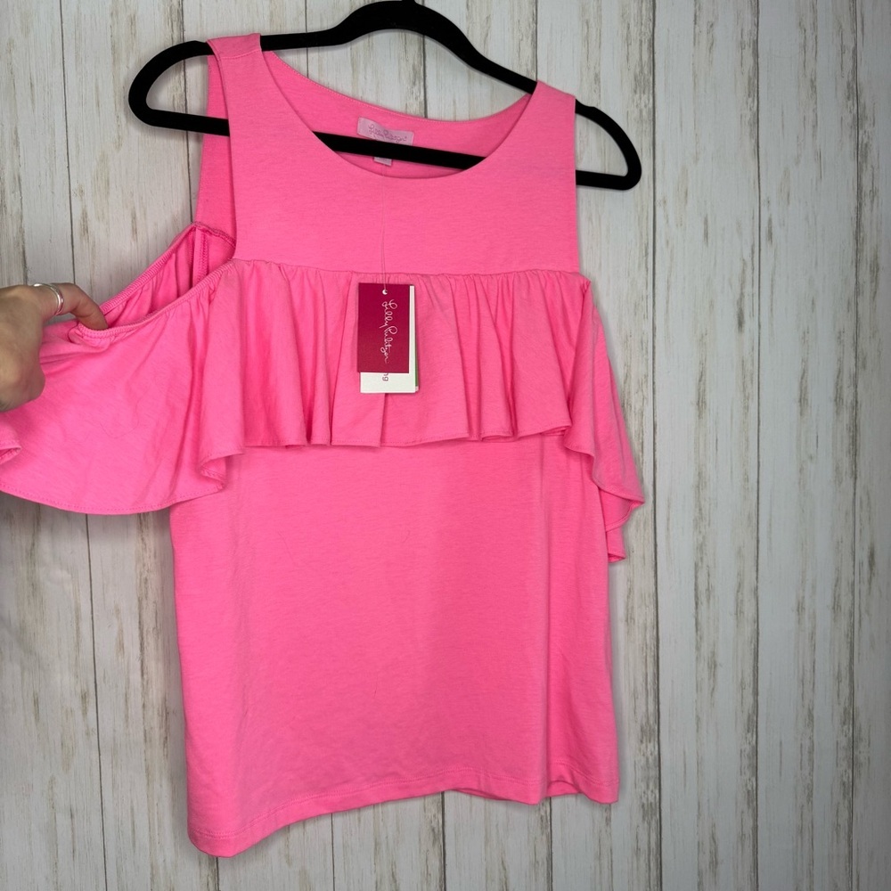 Lilly Pulitzer NWT Lyra Barbie Pink Ruffle Blouse M